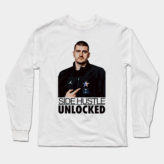 Nikola Jokic Side Hustle Long Sleeve T-Shirt by Playful Creatives